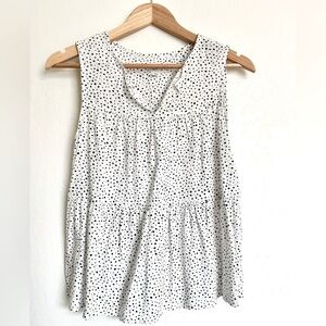 GAP White and Black Polka Dot Sleeveless tiered Blouse